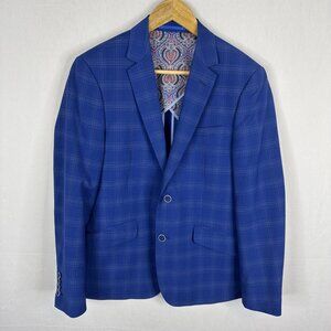 Sondergaard Copenhagen Blue Plaid Slim Fit Sport Coat Blazer 38S